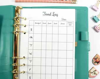 A5 Planner Weekly Food Log (5.8 x 8.3 Inch)