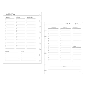 Undated Weekly Planner Inserts: 9-Disc Calendar Refills