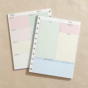 11-Disc Undated Weekly Planner Inserts: 8.5 x 11 Refills