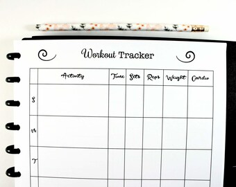 Workout Tracker Inserts for 11-Disc Big Happy Planner, Big Fitness Planner, Big Happy Planner Fitness Inserts (Planner Sold Separately)