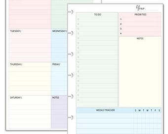 7-Disc Undated Weekly Planner Inserts fits Mini Happy Planners and NOTIQ Mini Capsule (S6) (4.5 x 7 inches) Calendar Refills Weekly