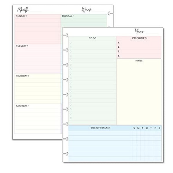 9-Disc Undated Weekly Planner Inserts, Fits 9 Disc Classic Happy Planners Calendar Refills Weekly Calendar Inserts, Undated