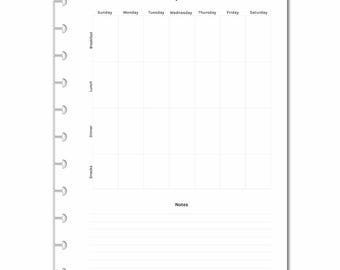 Weekly Dinner Planner Inserts for 11-Disc Big Happy Planner, Big Happy Planner Meal Planner, Pre-punched Happy Planner Inserts, Grocery List