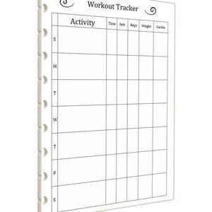 Workout Tracker for 9-Disc Classic Happy Planner, Classic Fitness Planner, Classic Happy Planner Fitness Inserts (Planner Sold Separately)