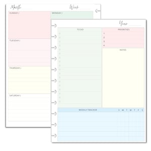 11-Disc Undated Weekly Planner Inserts fits TUL Big Happy Planner Staples ARC Notebook Levenger Circa NOTIQ Letra (XL1), Marta Stewart