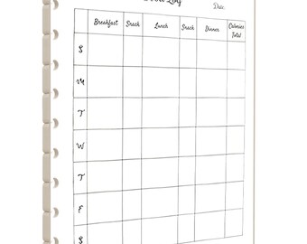Food Log Planner Inserts | 11-Disc, 8.5 x 11 Inch