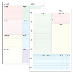 8-Disc Undated Weekly Planner Inserts, Fits Junior/Half Letter Size Discbound Planers Calendar Refills Weekly Calendar Inserts