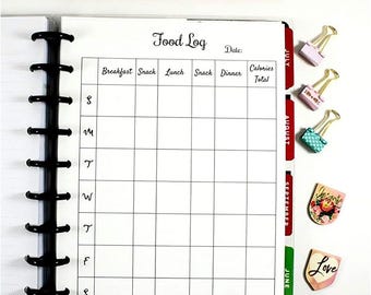 Food Log Planner Inserts | 9-Disc, 7 x 9.25 Inch