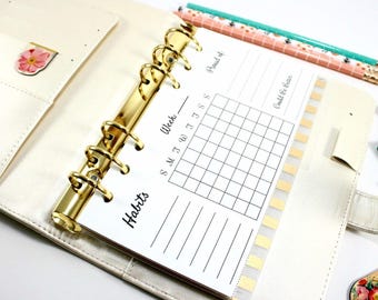 Printed Personal Size Habit Tracker fits with Kate Spade Personal Planner, Filofax Personal, Color Crush Personal Size and Other Personal Si