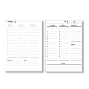 Undated Weekly Planner Inserts, Fits 7,8,9,11 Disc Mini, Classic, Junior/Half Letter, Letter Size Planners.