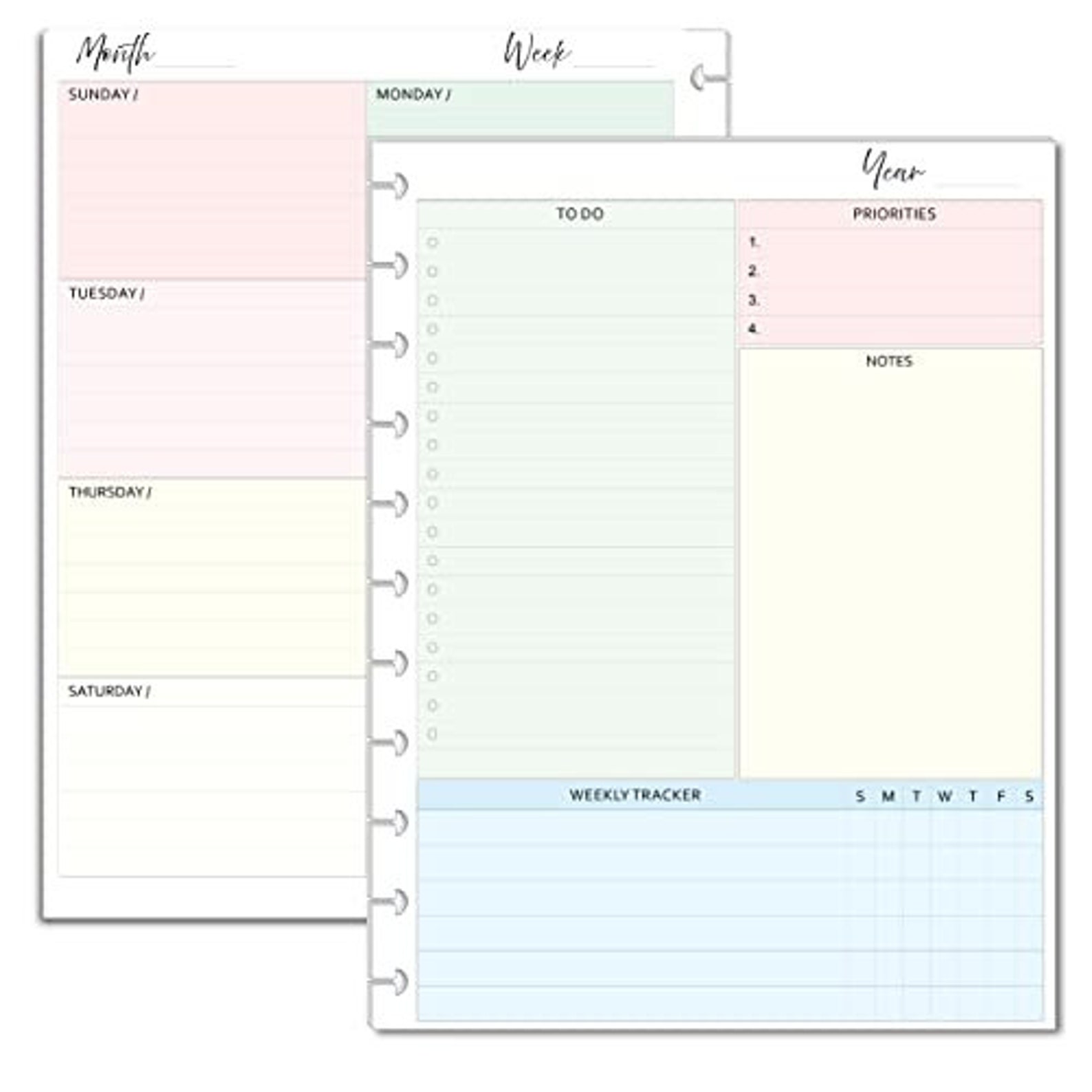 11-disc Undated Weekly Planner Inserts Fits TUL Big Happy Planner ...