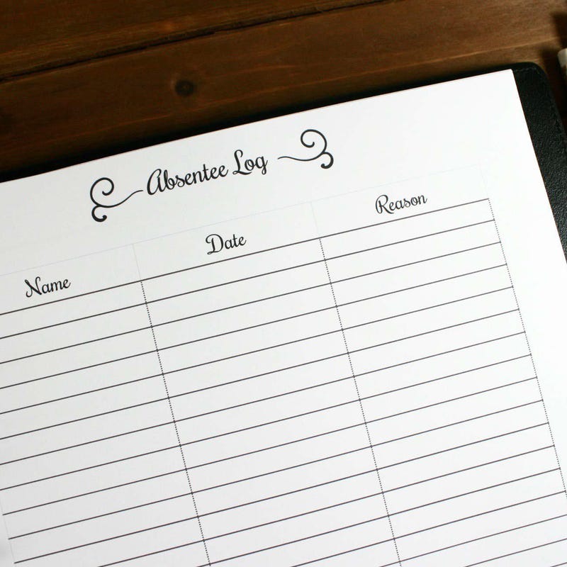 Absentee Calendar - Etsy