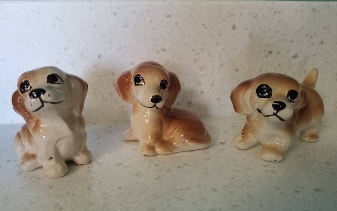Set of 3 Vintage Ceramic Dog Figurines Etsy