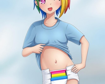 ABDL-kunst. Rainbow Dash voor volwassenen.