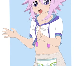 Adult Baby Diaper Lover Art. ABDL. Pampers Anime Girl.
