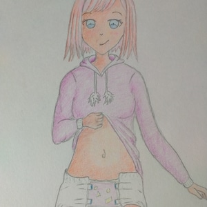 Adult baby diaper lover. ABDL art. Catgirl in a Nappy.