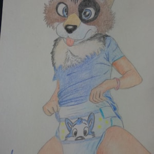 Adult babdy diaper lover art. ABDL Diaper fur.