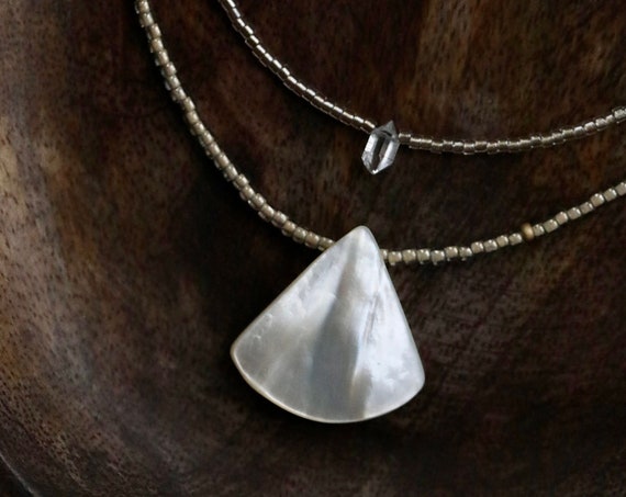 Manifesting crystal quartz + shell necklace set