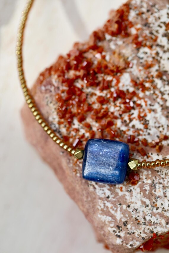 Ceylon blue kyanite beaded necklace