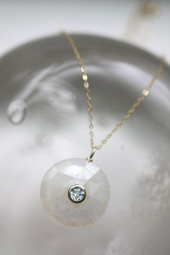 Mystic White Chalcedony + Blue Topaz Necklace – Choose Your Chain Style