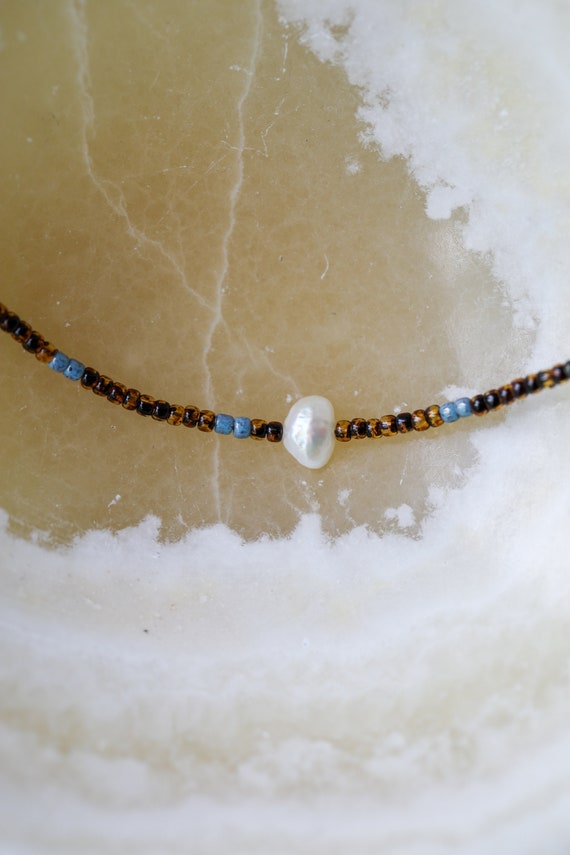 Freshwater pearl & glass bead necklace