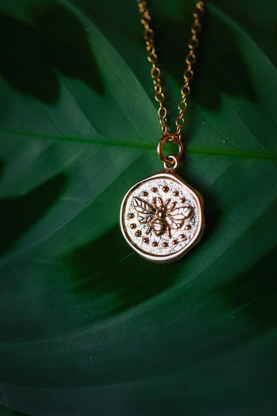 Italian Bronze Bee Charm Necklace – Gold Filled Chain (16", 18", or 24")