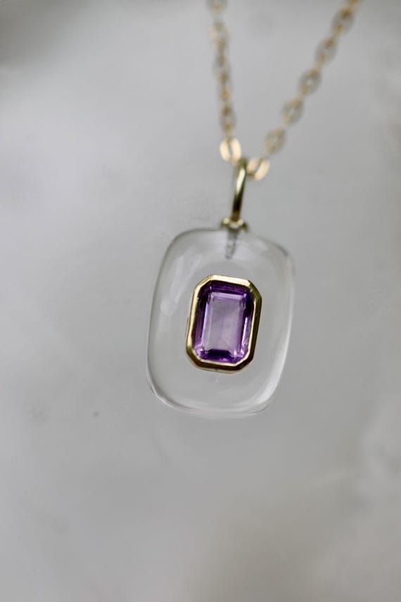 Amethyst + Quartz Pendant Necklace – Clarity, Calm & Inner Light – Choose Your Chain Style