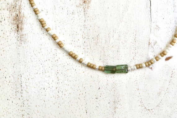 Green apatite rectangle bead necklace