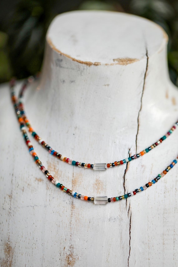 New Year Intention Necklace | Colorful Glass & Crystal Beads | Sterling Silver