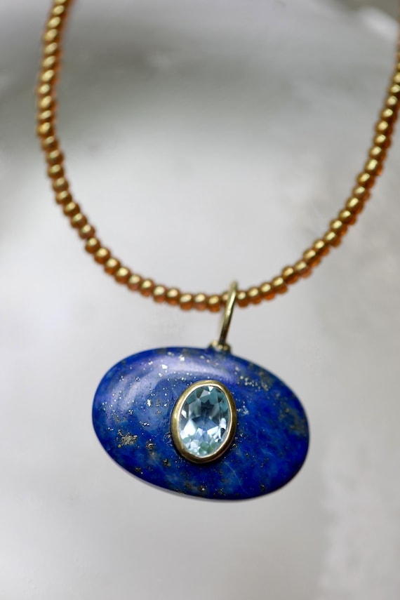 Lapis Lazuli & Blue Topaz Pendant Necklace – Speak Your Truth, Shine Your Light