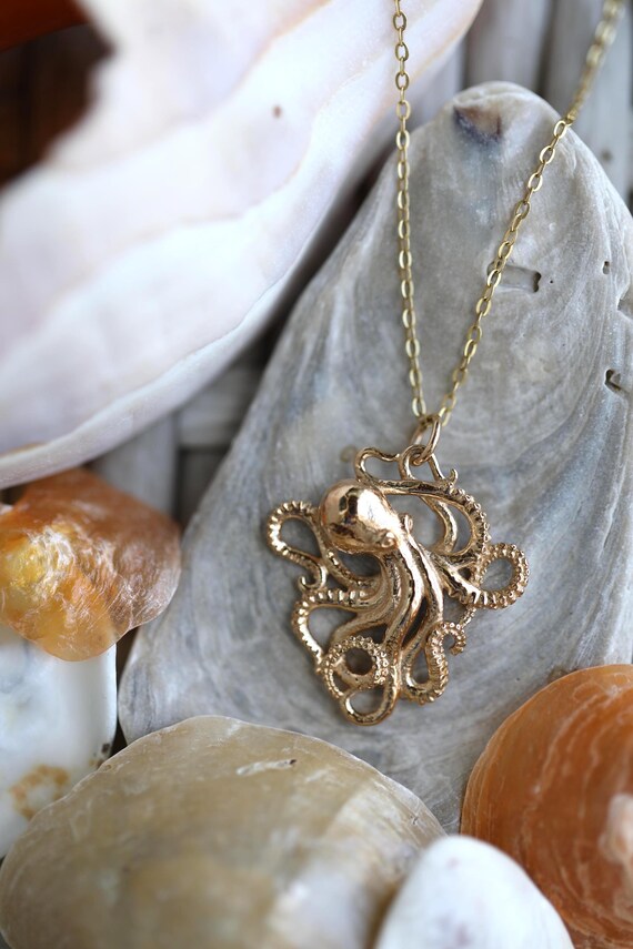 Italian bronze octopus necklace
