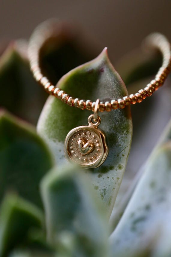 Italian Bronze Wax Seal Heart Necklace