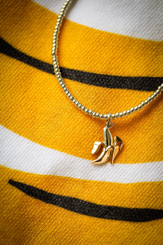 Sterling Silver & Bronze Banana Necklace — 16"