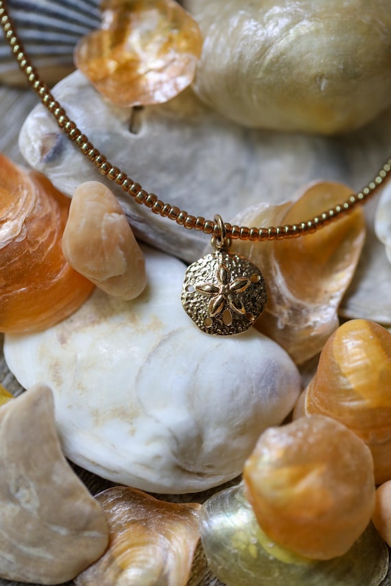 Italian bronze sand dollar pendant necklace