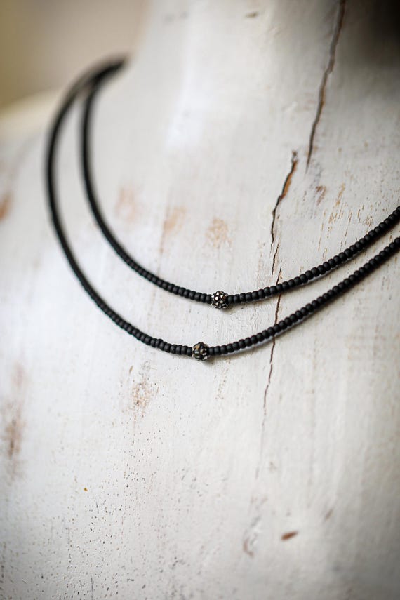 Minimalist Jet Hematite Necklace