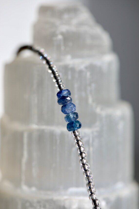 Sapphires and glass bead necklace