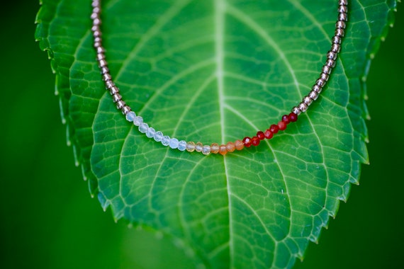 Ombré Mexican fire opals necklace