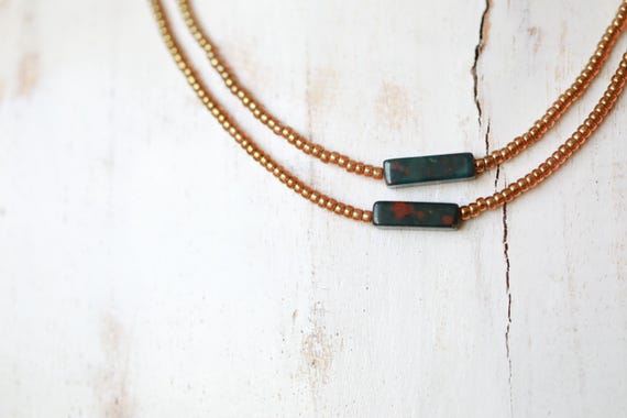 Bloodstone Rectangle Necklace – Strength & Grounding Energy