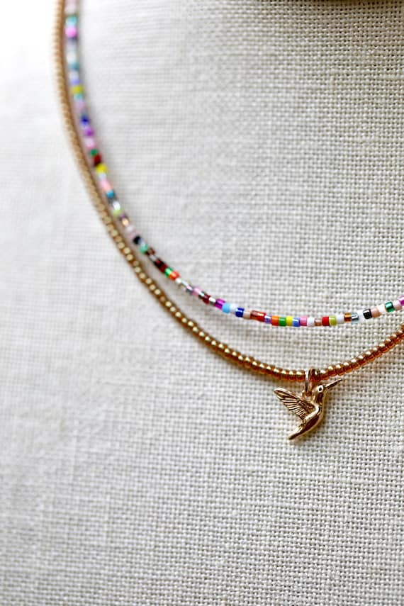 Petite hummingbird charm necklace (add on a beaded necklace!)