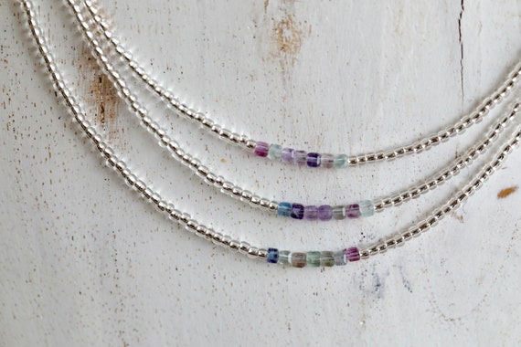 Fluorite and glass bead necklace