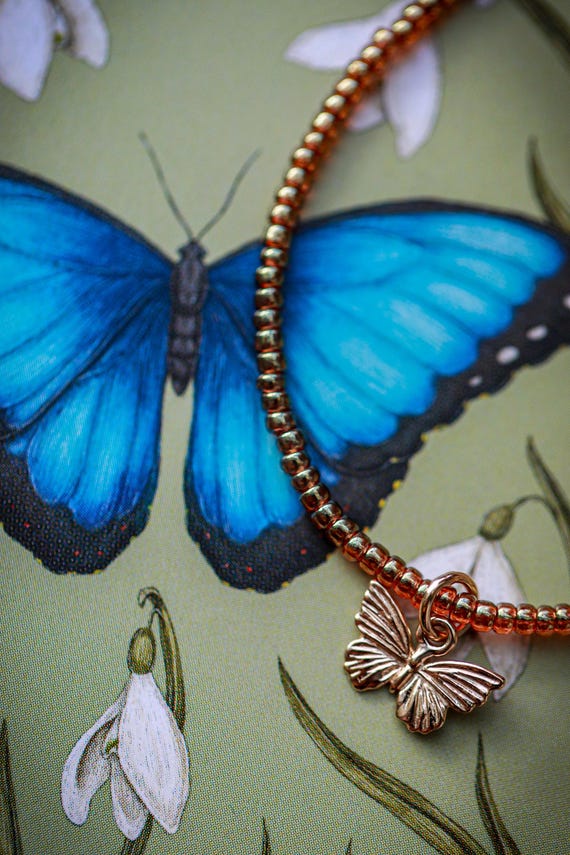 Italian Bronze Butterfly Charm Necklace