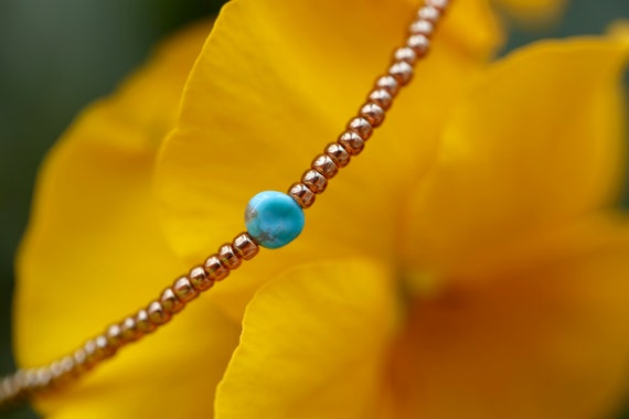 Turquoise coin + glass bead necklace