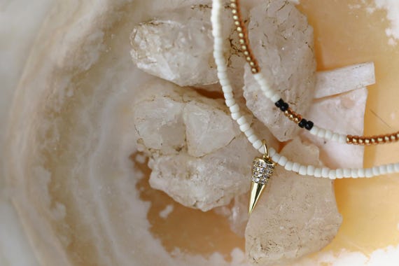 Gold Spike & Colorblock Necklace Set