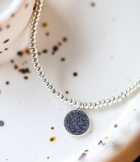Mermaid green druzy necklace