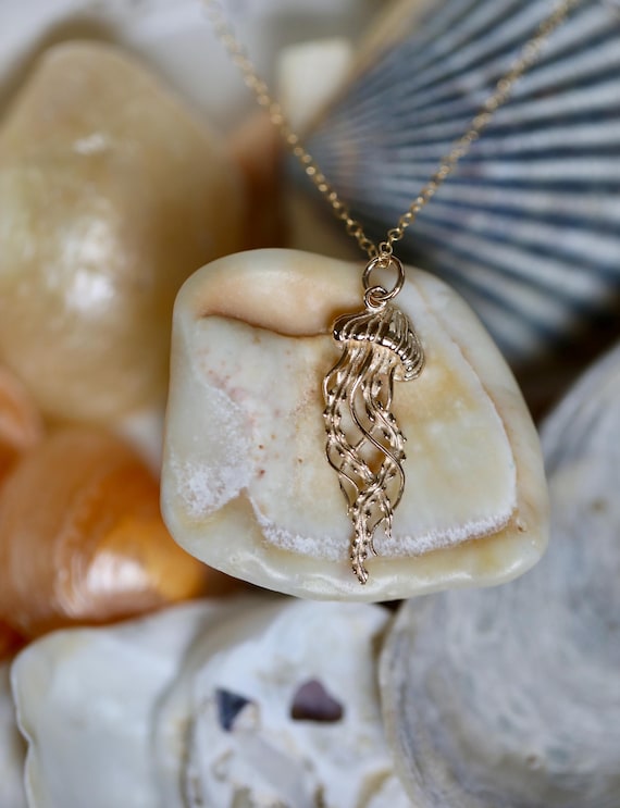 Italian Bronze Jellyfish Necklace on 18" Gold Filled Chain