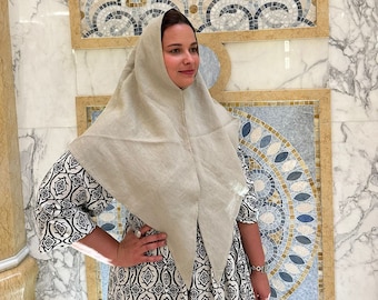 Linen Hijab, Elegant Islamic Scarf, Womens Clothing