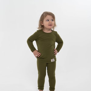 Natural Merino Wool Kids Pajama Set, Long Sleeve Shirt and Toddler Leggings, Toddlers Wool Pajama Two Piece Set, Sustainable Kids Clothes