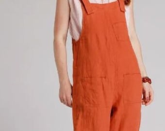 Naturleinen-Jumpsuit, Damen-Overall, Strampler, Leinen-Overall, Latzhose, Sommer-Jumpsuit, nachhaltige Leinenkleidung