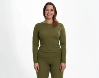 Plus Size Merino Wool Pajama Set, Women's Loungewear