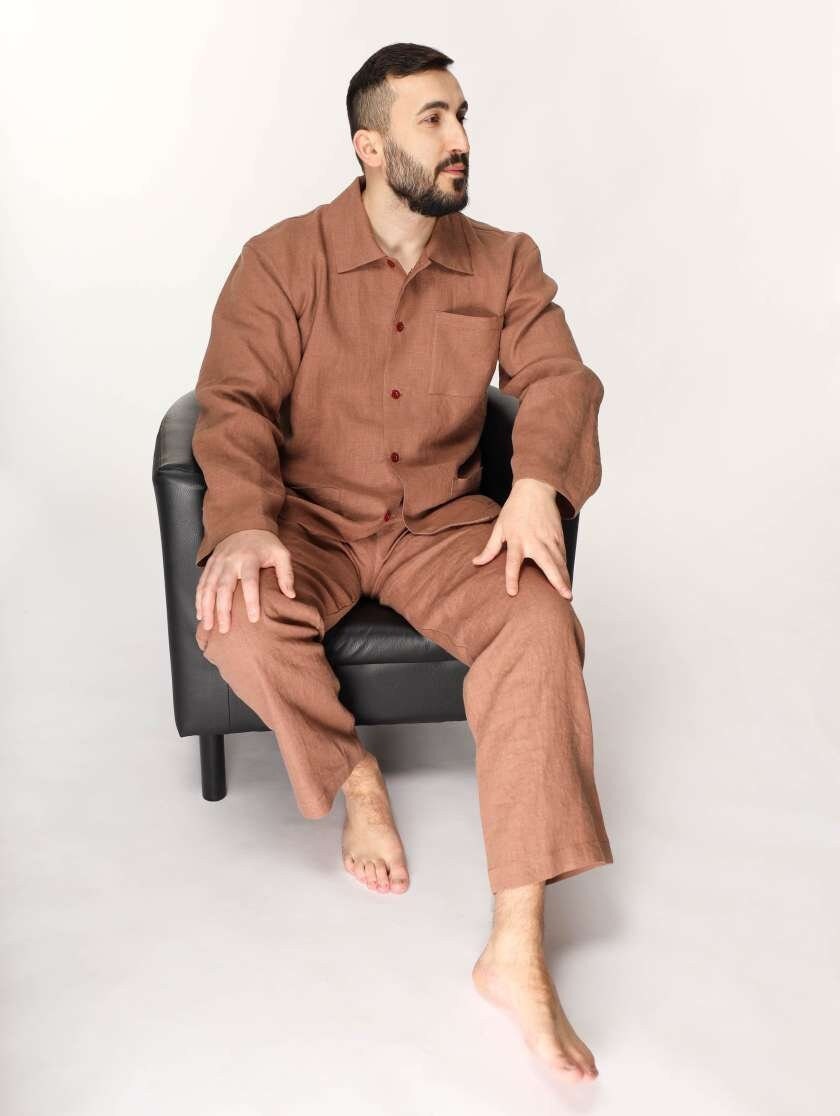 Linen Pajama Set Men 